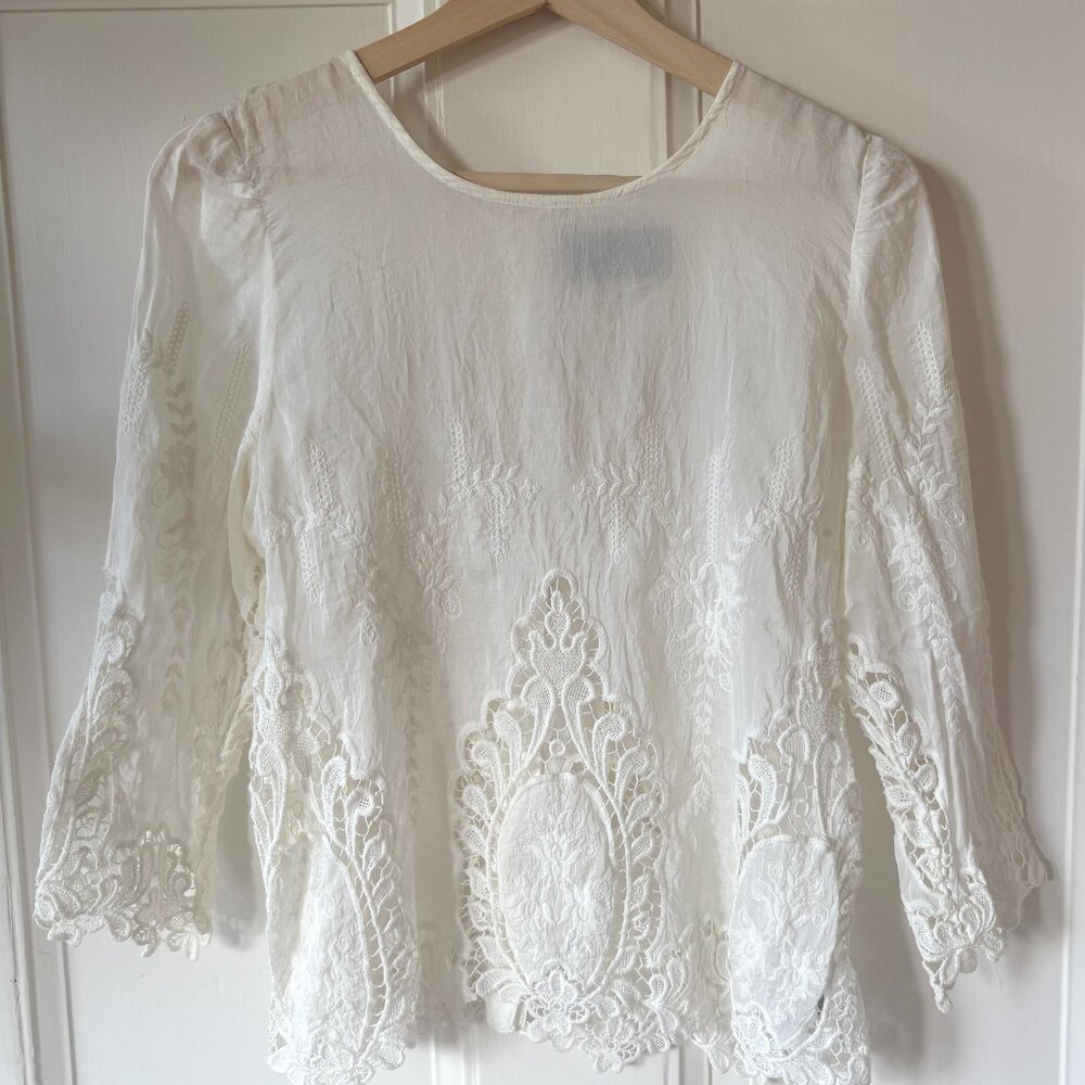 Dolce Vita White Cotton Lace Blouse